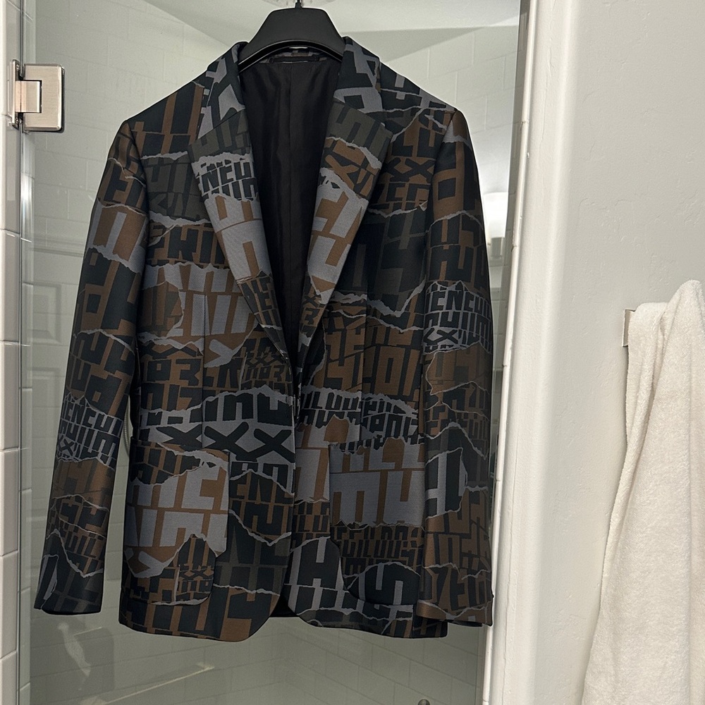 Ermenegildo Zegna Geometric Blazer in Black, Gray, and Brown